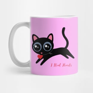 I Steal Hearts Cute Black Kitty Mug